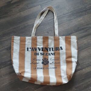 Striped Canvas Tote Bag